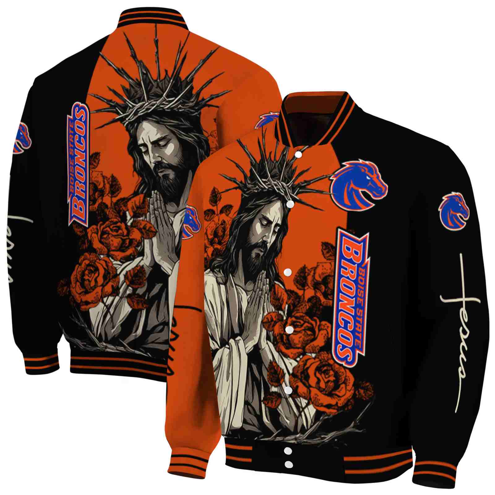Boise State Broncos NCAA Hands In Prayer Orange Black Jacket Custom Gift For Sport Team Fans 