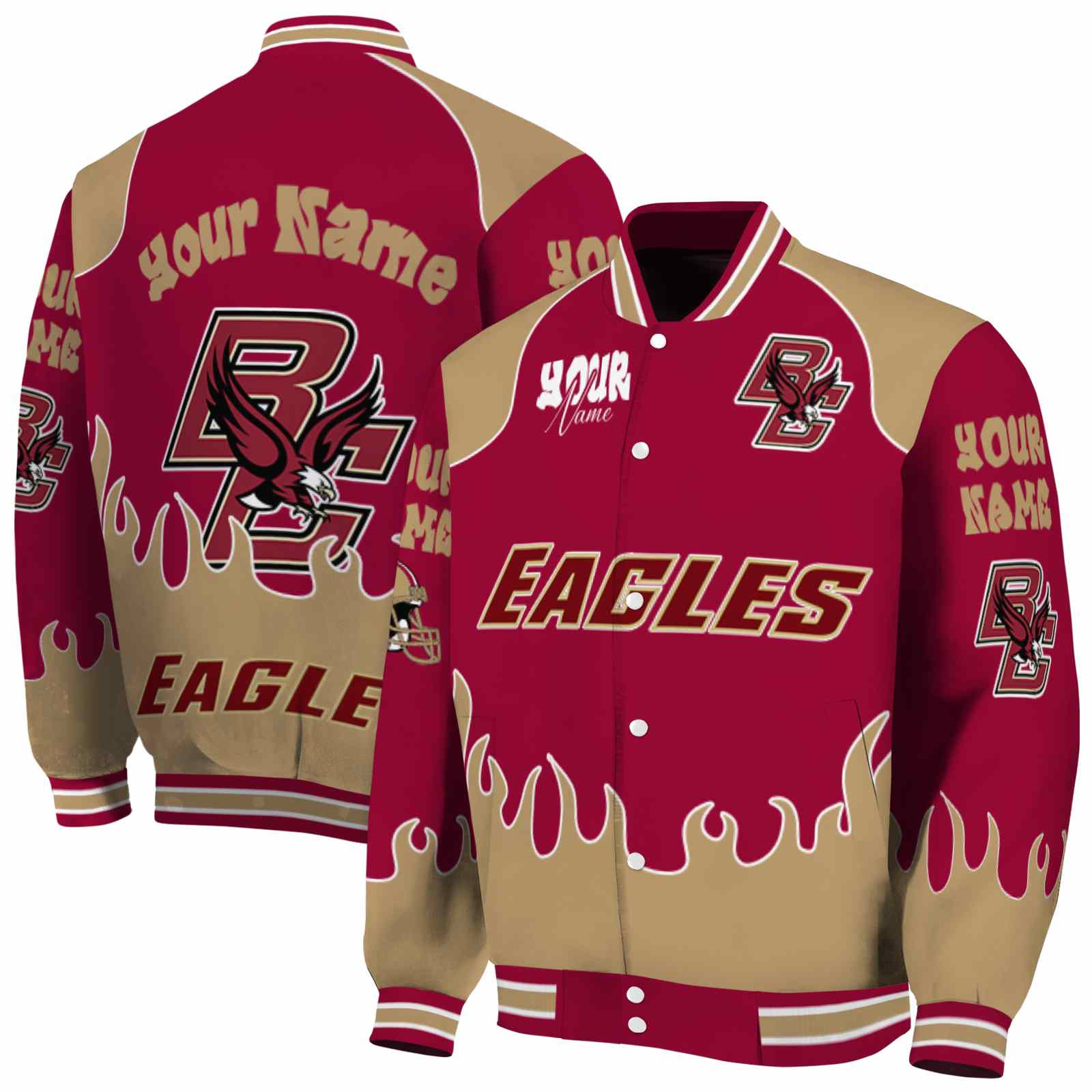 Boston College Eagles Fire Graphic Maroon NCAA Jacket Personalized For Football Fans