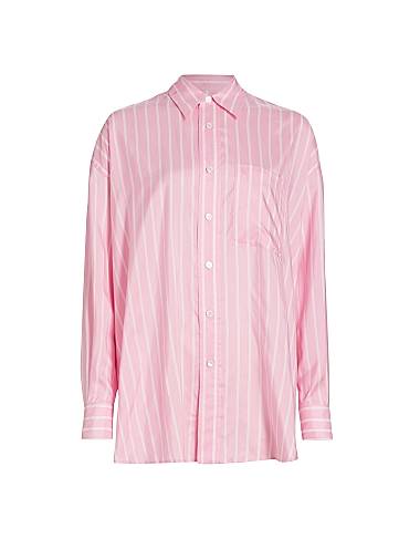 Bottega Veneta Double Striped Silk Shirt White Blush