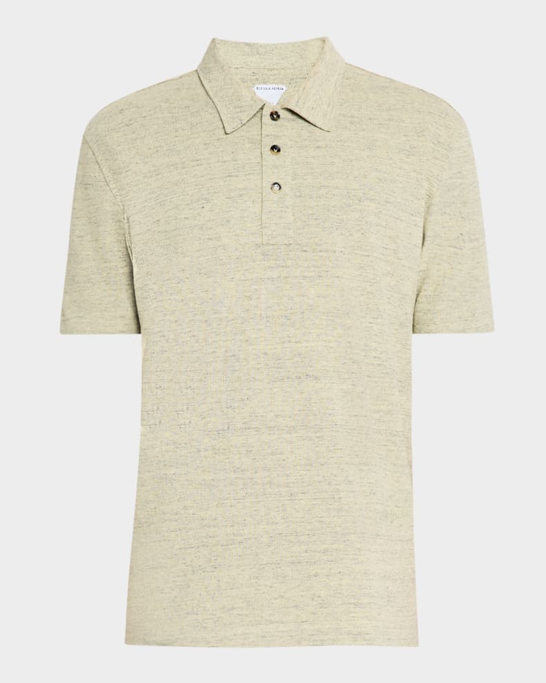 Bottega Veneta Men's Chine Pique Polo Shirt Storm