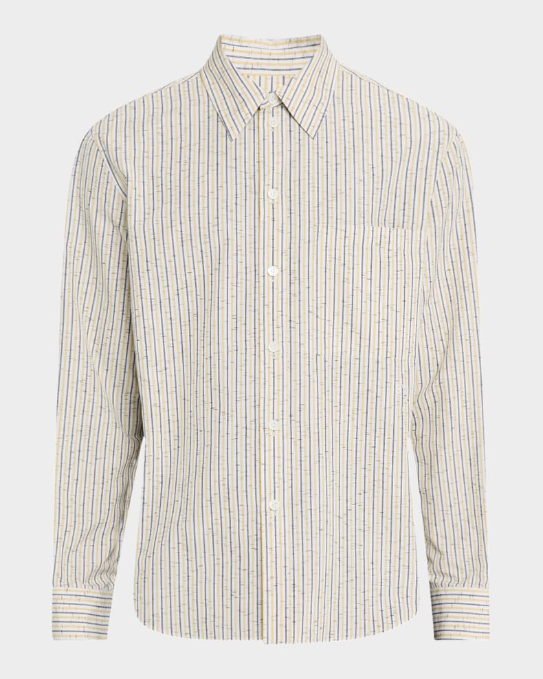 Bottega Veneta Men's Stripe Pocket Sport Shirt Whtmulti