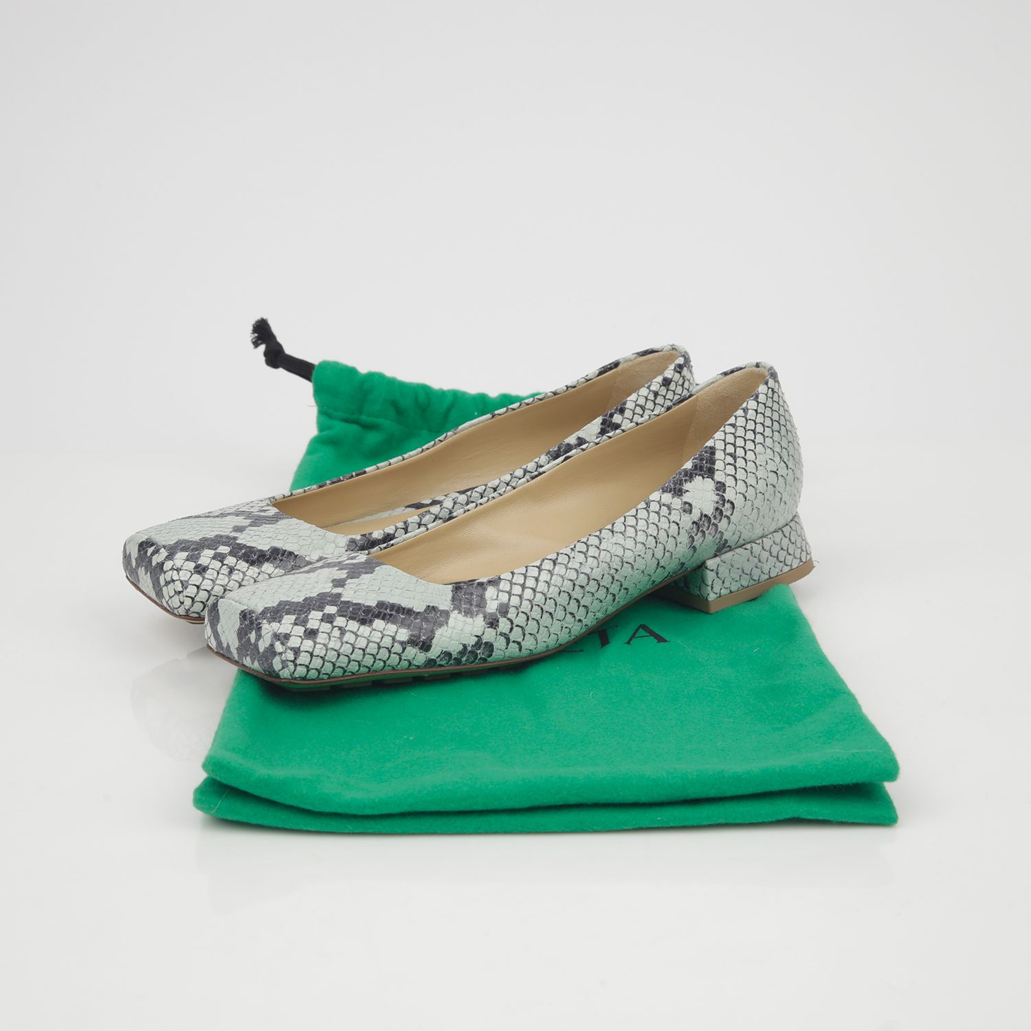 Bottega Veneta Python Square Pumps (Size 37.5) - 692090