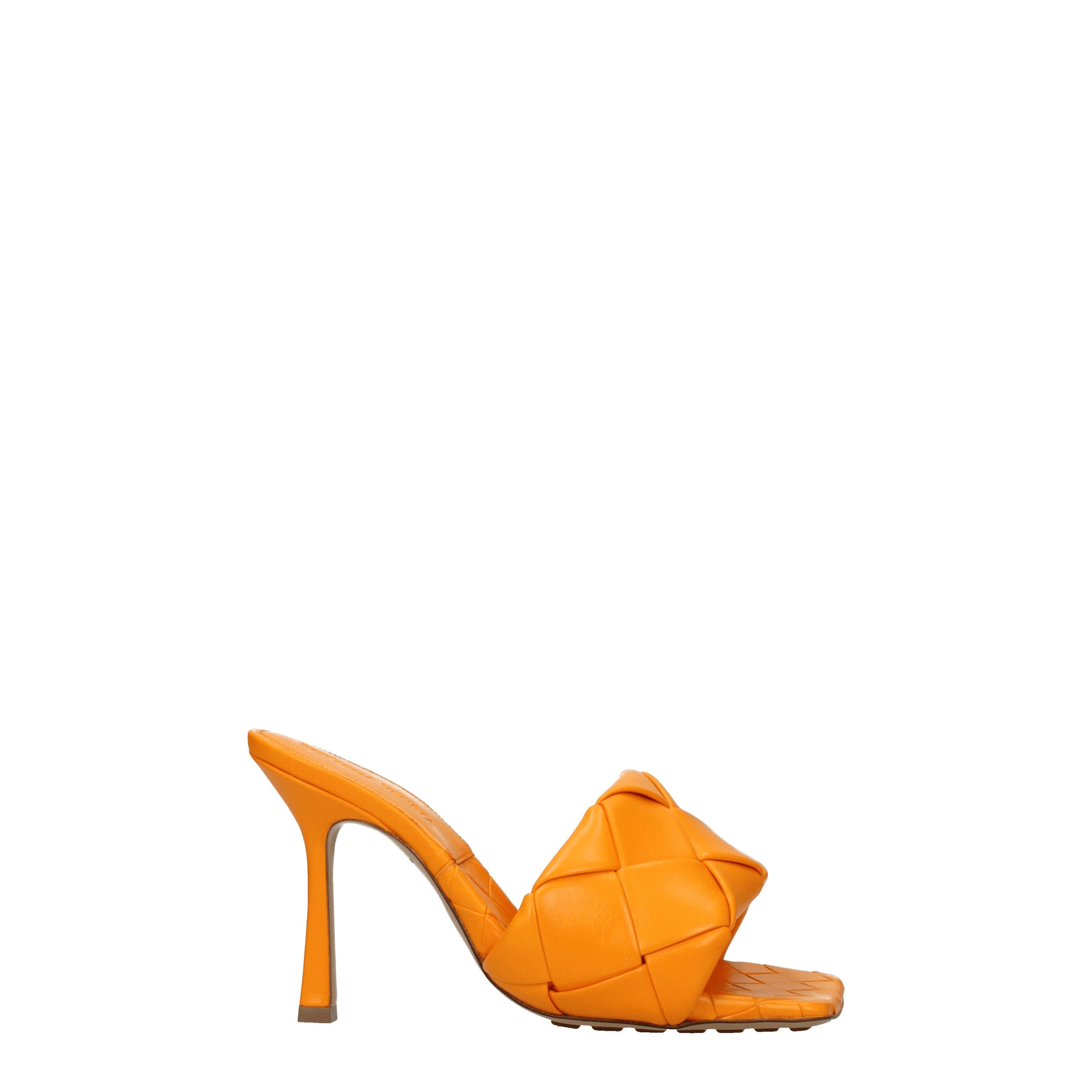 Bottega Veneta Sandals Women Leather Orange/Mandarin
