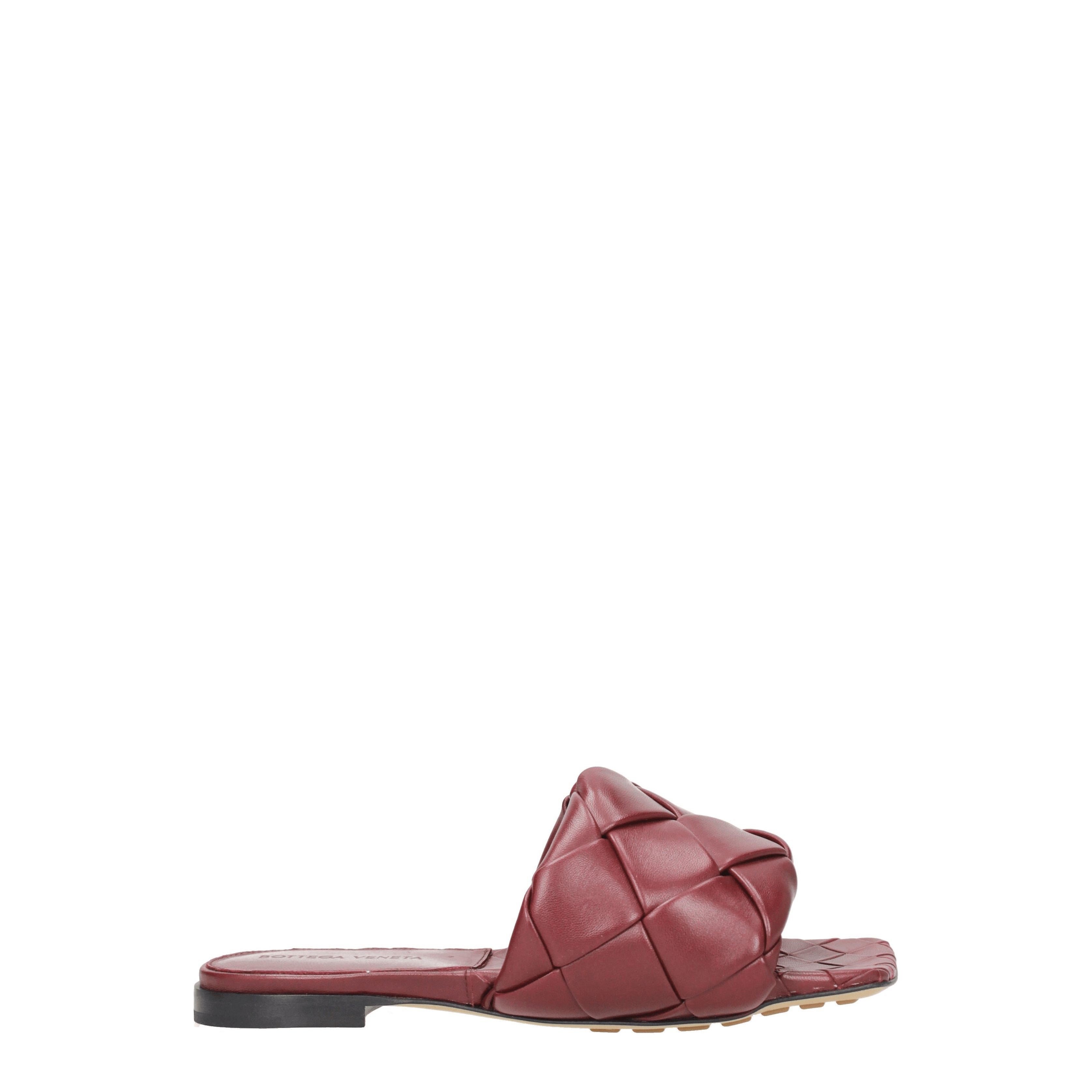 Bottega Veneta Slippers and Clogs Women Leather Red/Cherry