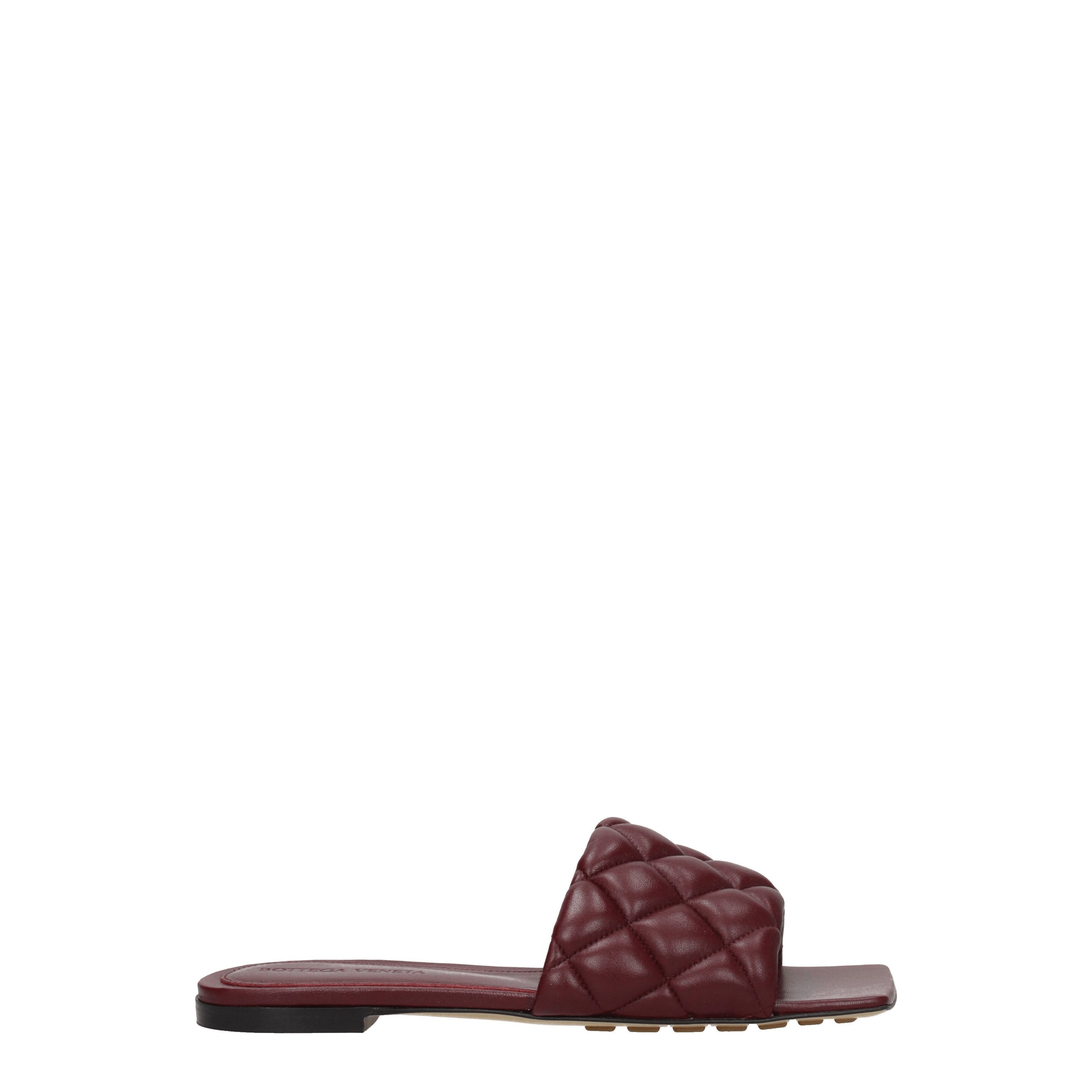 Bottega Veneta Slippers and Clogs Women Leather Red/Merlot