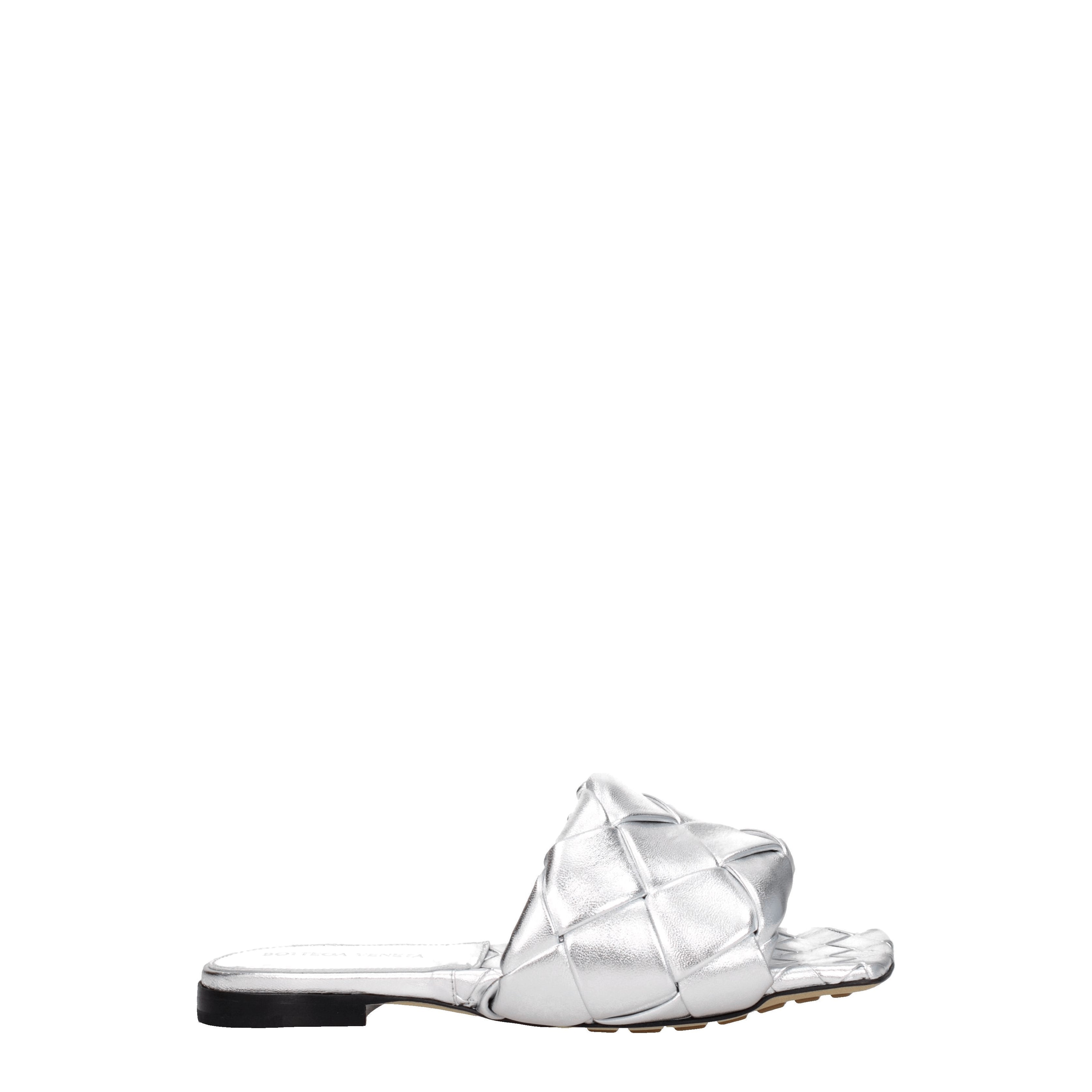 Bottega Veneta Slippers and Clogs Women Leather Silver