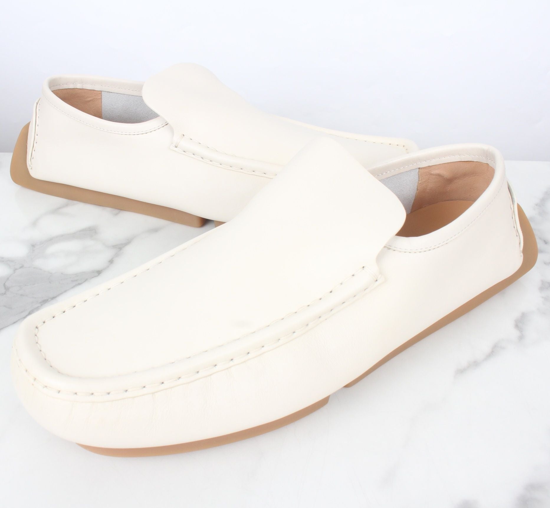 Bottega Veneta White Leather Driving Loafer 43.5 (285) SKU