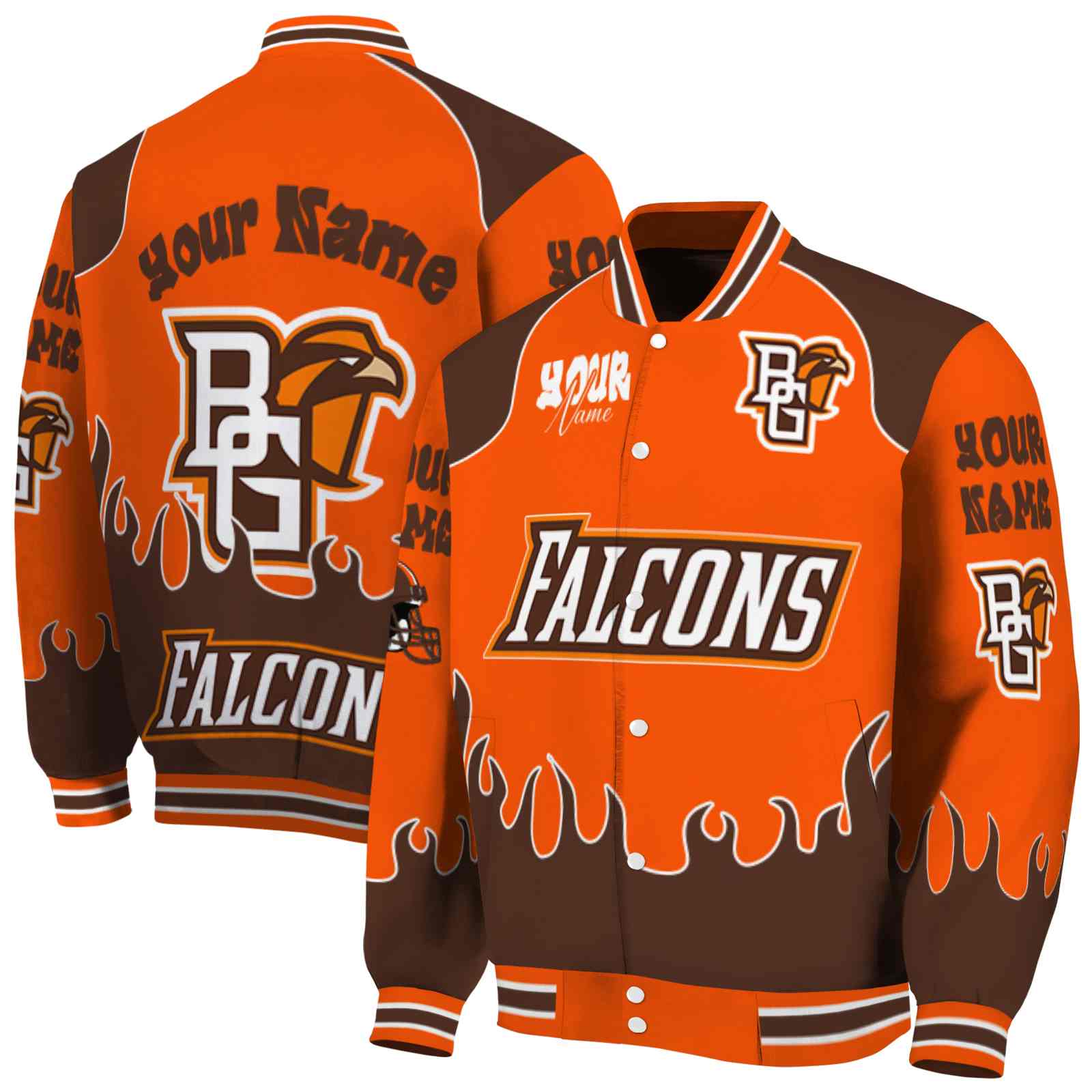 Bowling Green Falcons Fire Graphic Orange NCAA Jacket Custom For Football Fans