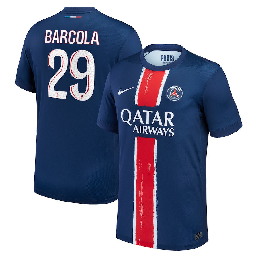 Bradley Barcola 29 Paris Saint-Germain 2024-25 Home Jersey - Navy