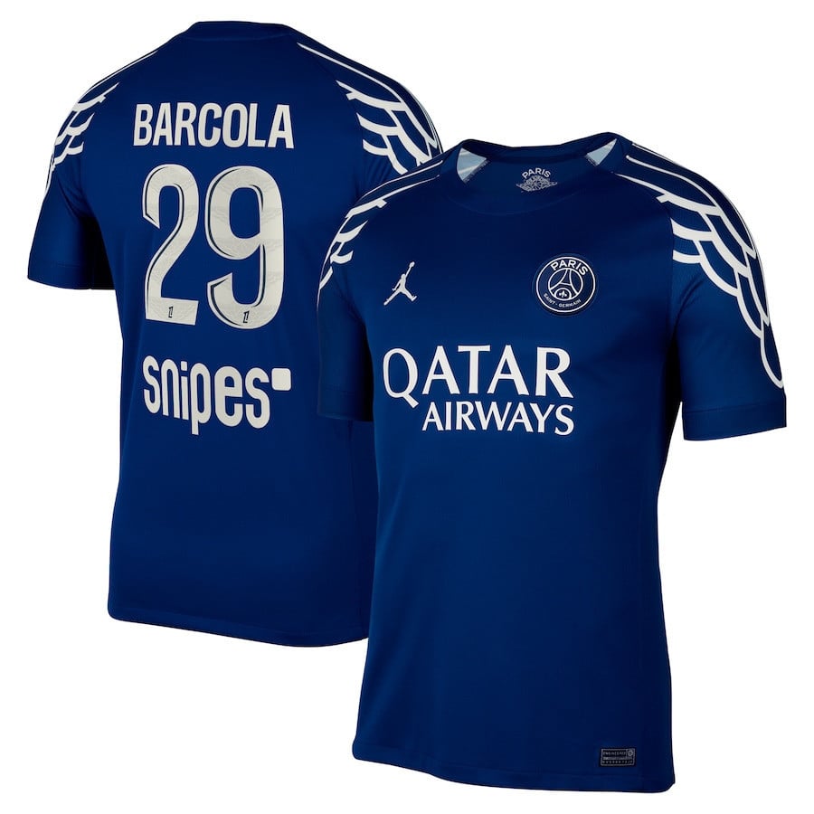 Bradley Barcola 29 Paris Saint-Germain 2024/25 Fourth Men Jersey - Dark Blue