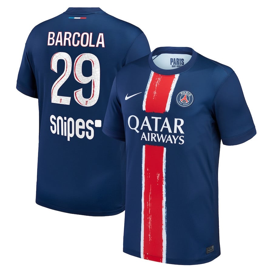 Bradley Barcola 29 Paris Saint-Germain 2024/25 Home Men Jersey - Navy