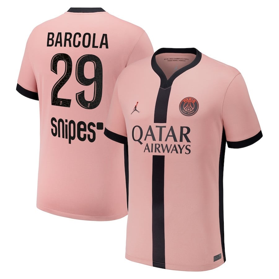 Bradley Barcola 29 Paris Saint-Germain 2024/25 Third Men Jersey - Pink