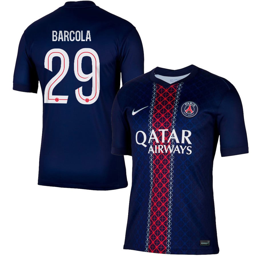 Bradley Barcola 29 Paris Saint-Germain 2025/26 Home Men Jersey - Navy