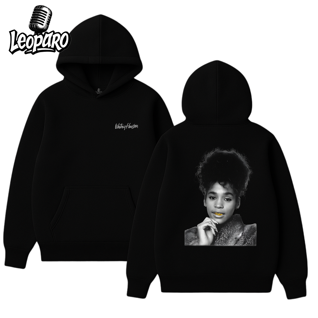 Whitney Houston Gold Grill Big Face Hoodie