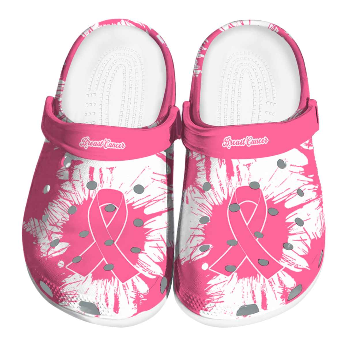 Breast Cancer Splatter Graphic Crocs For Men Women Kids