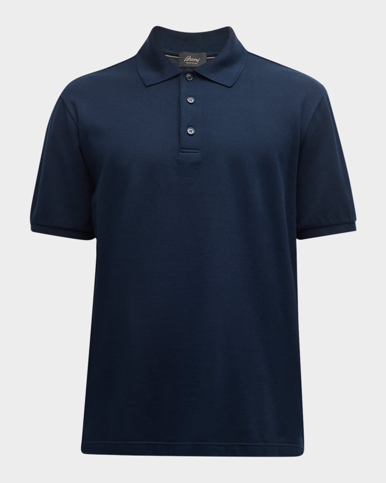 Brioni Men's Cotton Polo Shirt Aqua