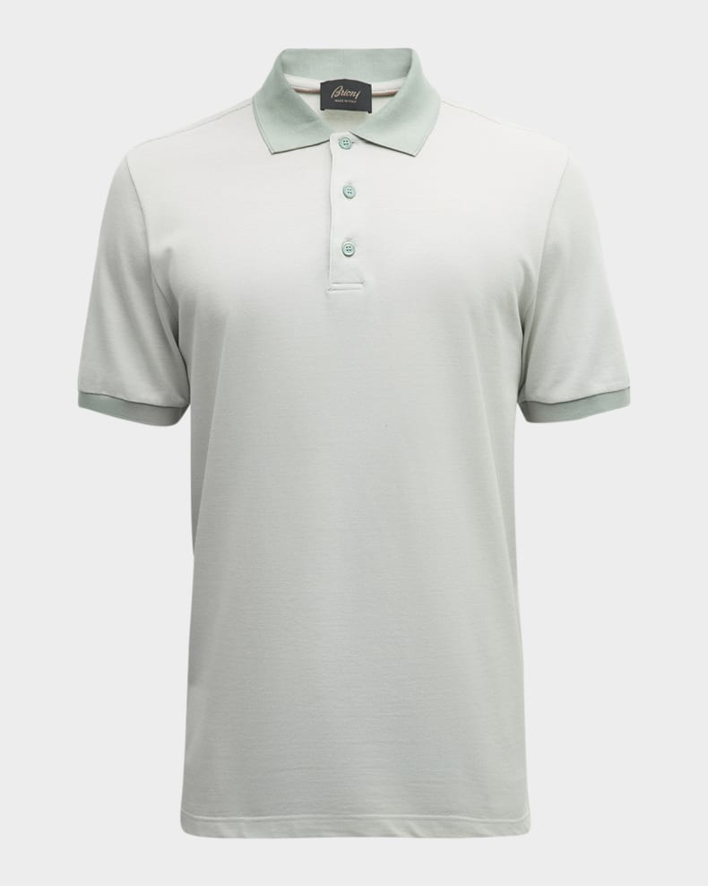 Brioni Men's Cotton Polo Shirt Aqua