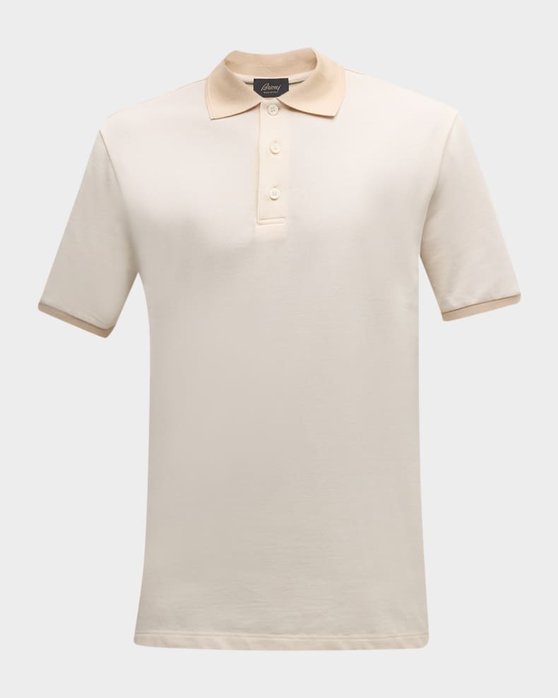 Brioni Men's Cotton Polo Shirt Off white