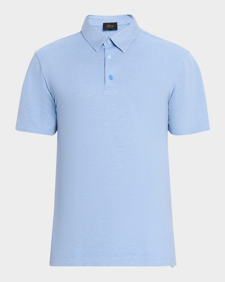 Brioni Men's Jersey Pique Polo Shirt Sky blue