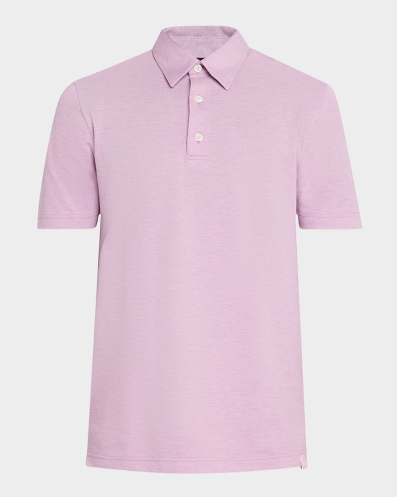 Brioni Men's Jersey Pique Polo Shirt White lt p