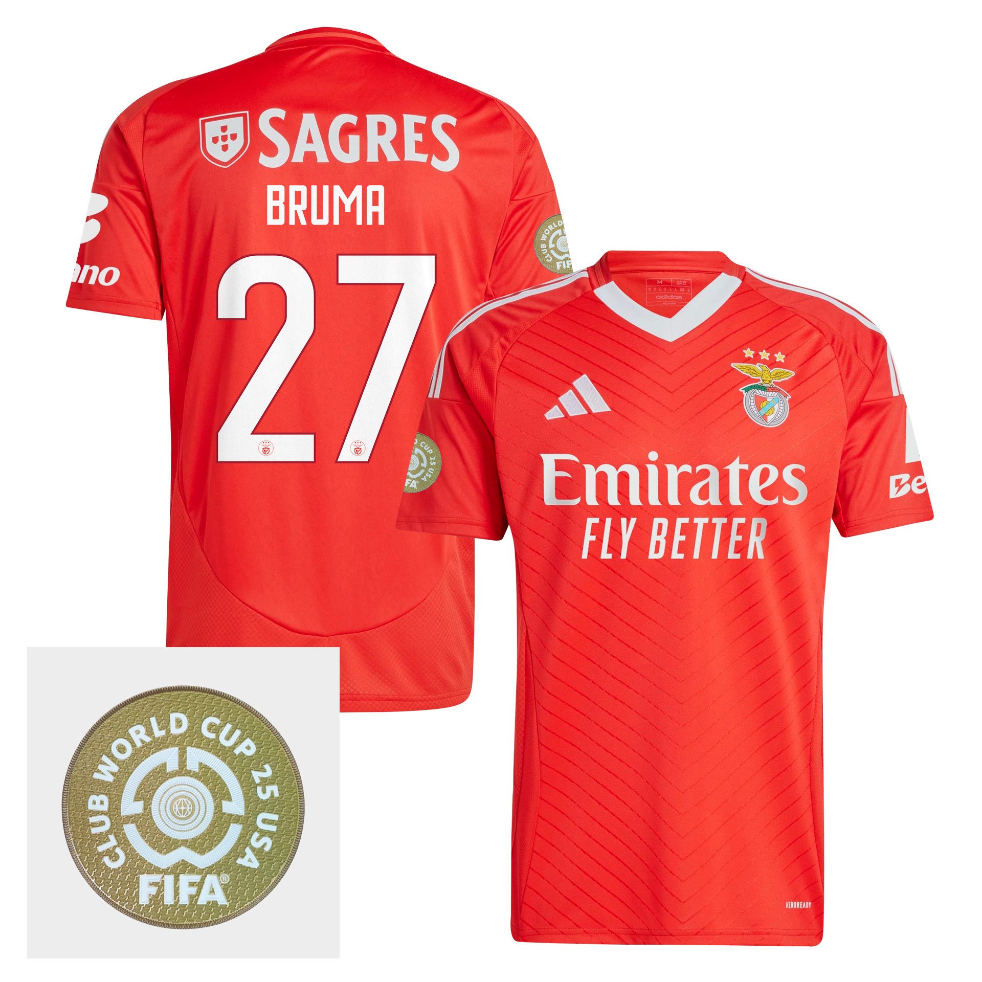 Bruma 27 S.L. Benfica 2024/25 FIFA Club World Cup 25 USA Patch Home Men Jersey - Red