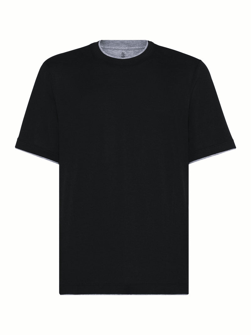 Brunello Cucinelli JERSEY T-SHIRT WITH CONTRASTING PROFILES