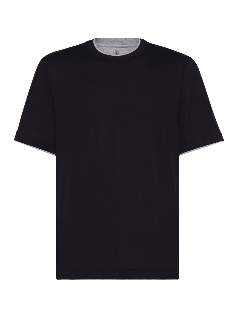 Brunello Cucinelli JERSEY T-SHIRT WITH CONTRASTING PROFILES