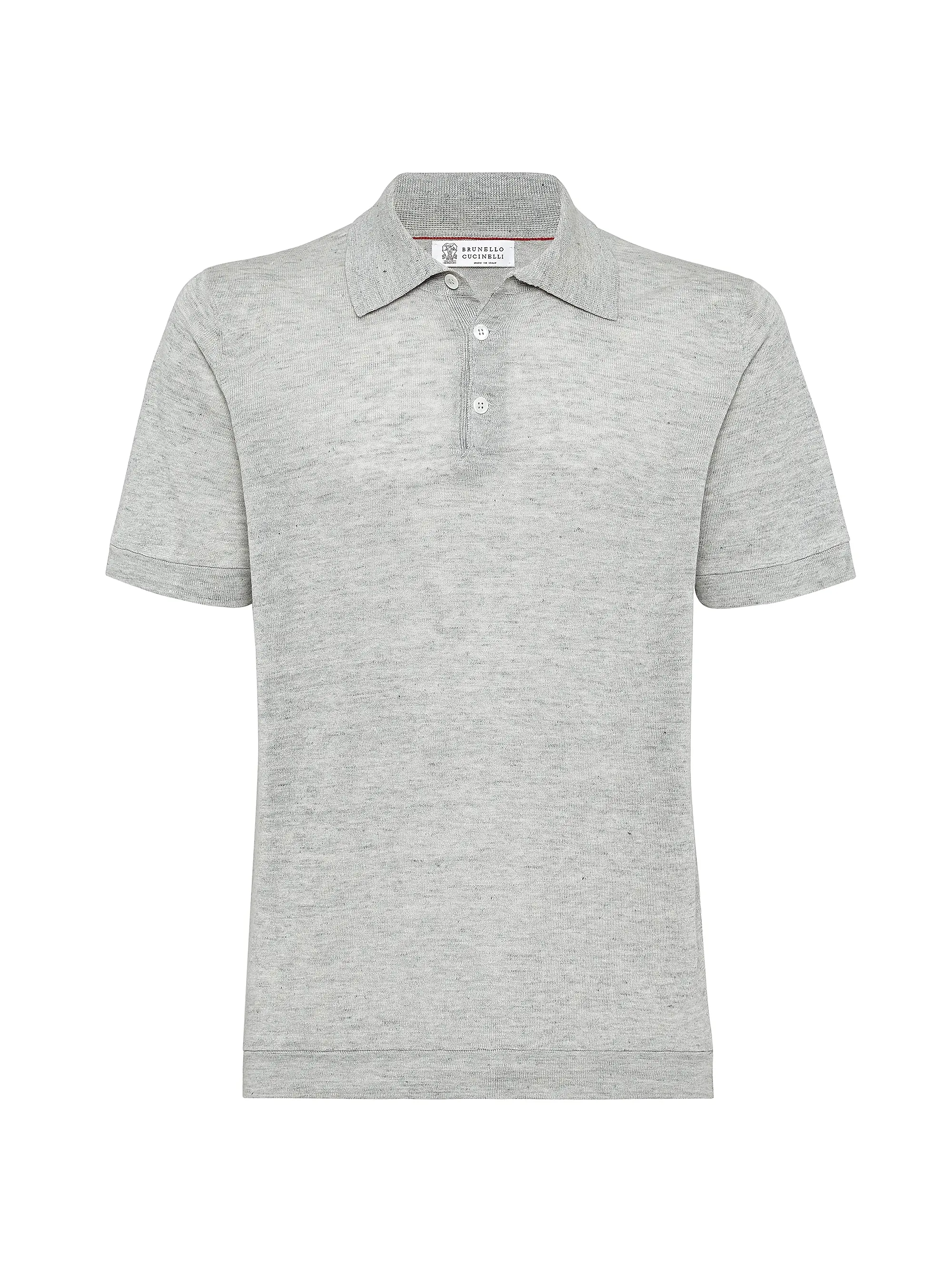 Brunello Cucinelli Linen and Cotton Knit Polo Shirt Light Grey