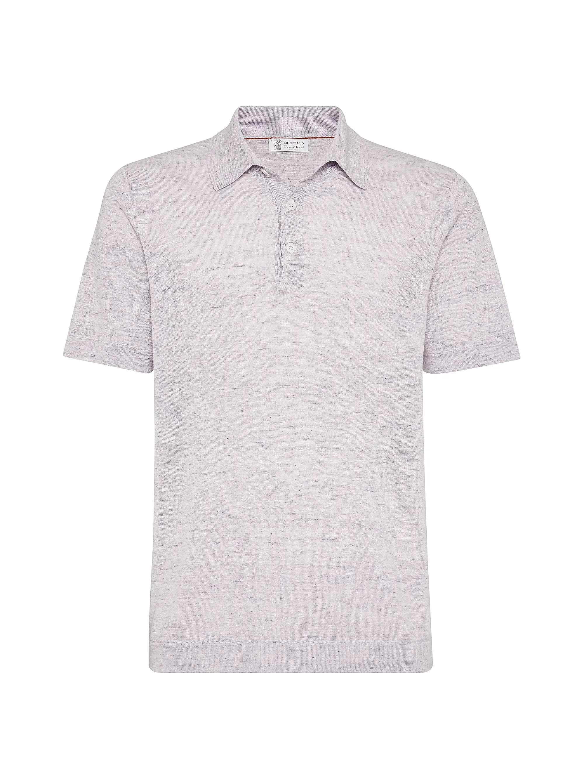 Brunello Cucinelli Linen and Cotton Knit Polo Shirt Lilac