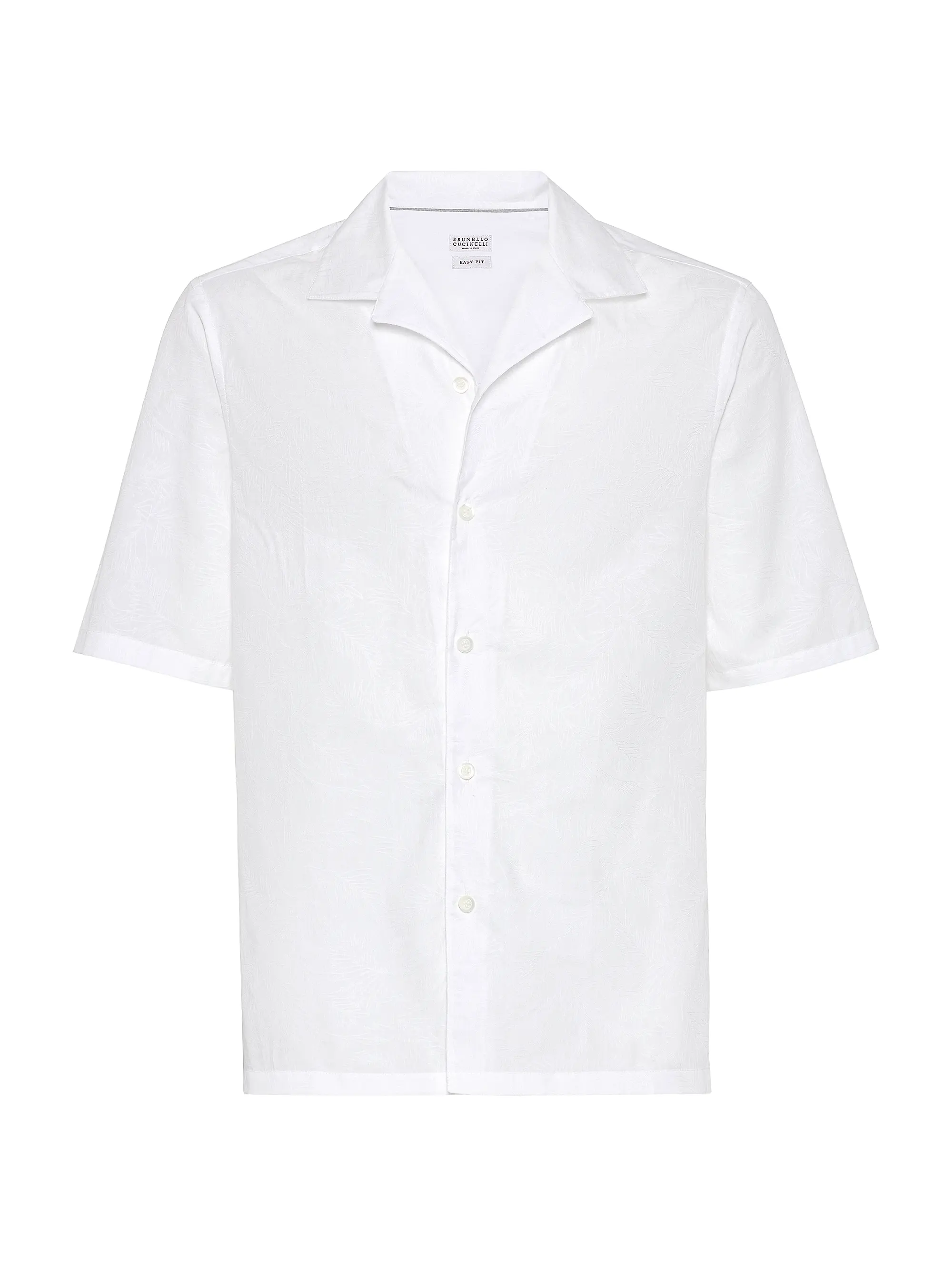 Brunello Cucinelli Palm Jacquard Poplin Easy Fit Short Sleeve Shirt