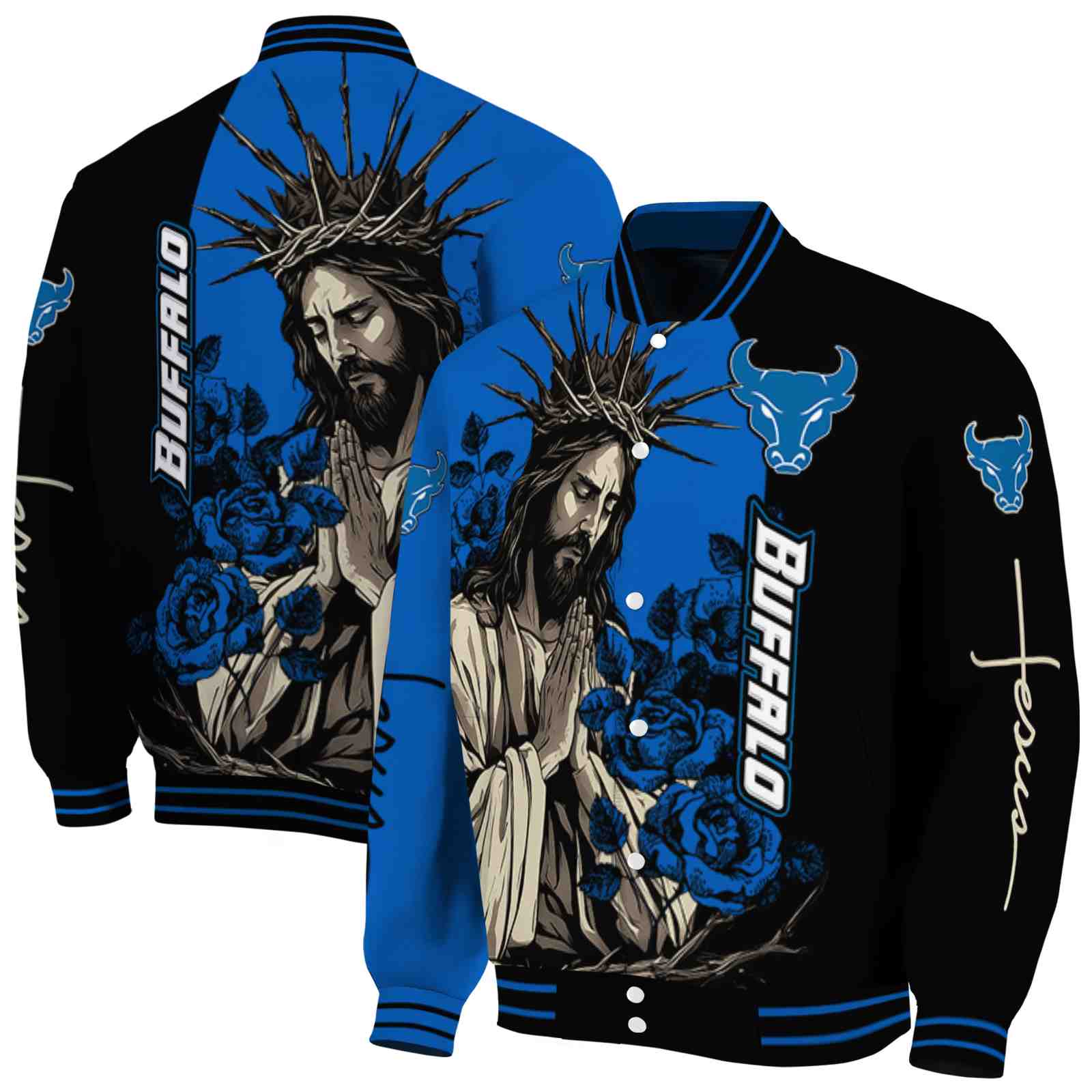Buffalo Bulls NCAA Hands In Prayer Royal Blue Black Jacket Custom Gift For Sport Team Fans 