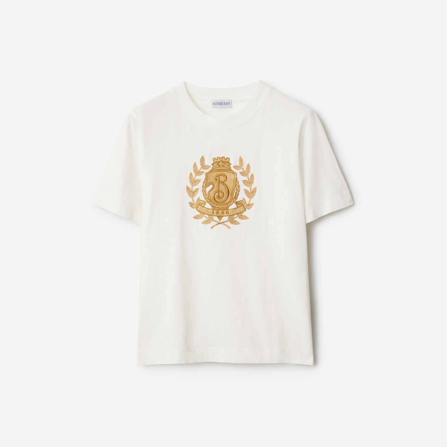 BURBERRY B Crest Cotton T-shirt Chalk