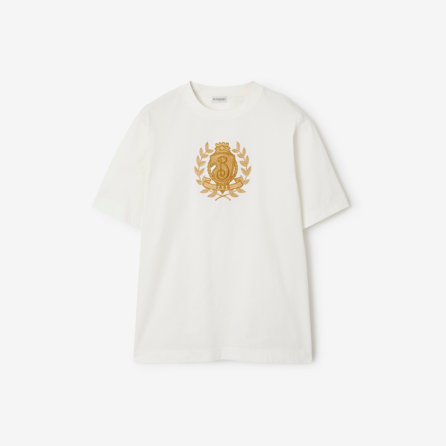BURBERRY B Crest Cotton T-shirt Chalk