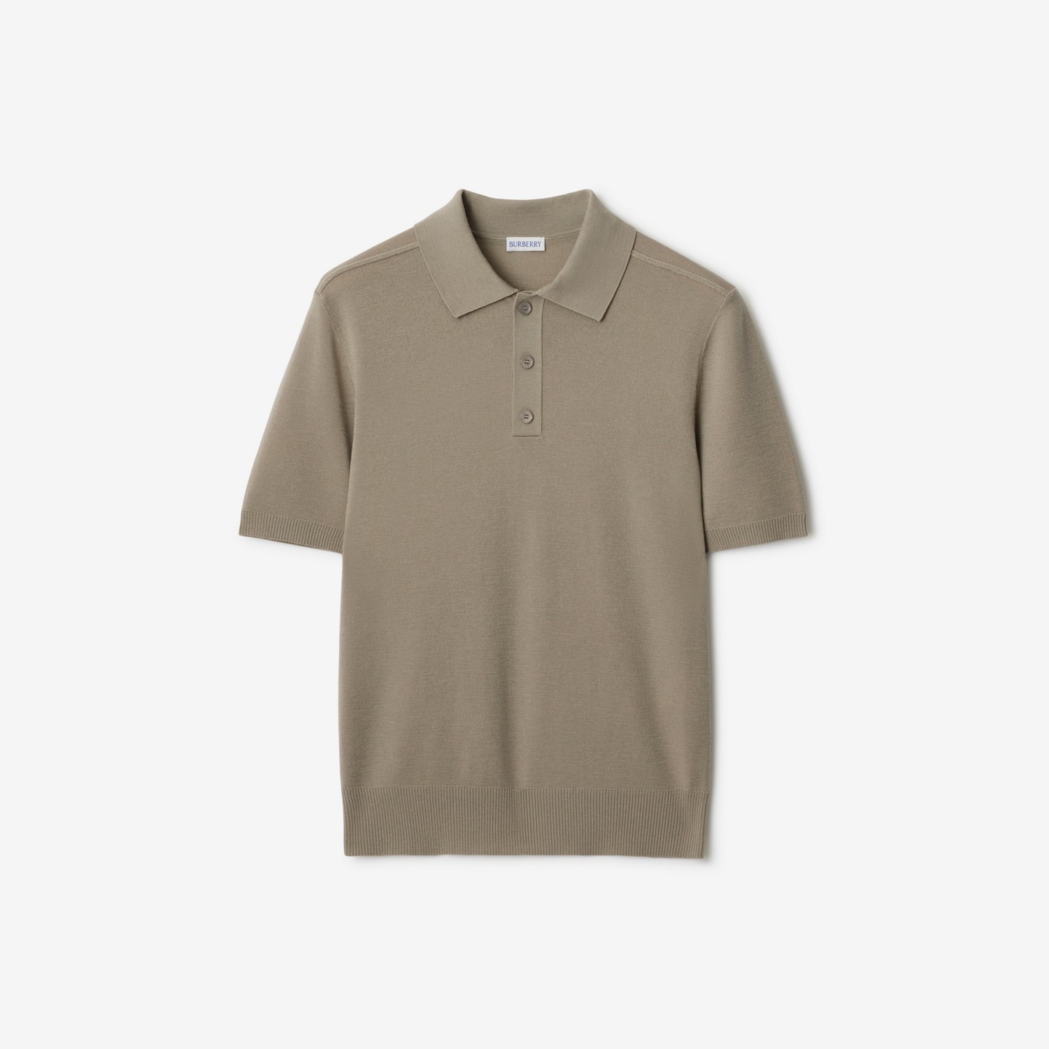 BURBERRY B Crest Wool Polo Shirt Quill