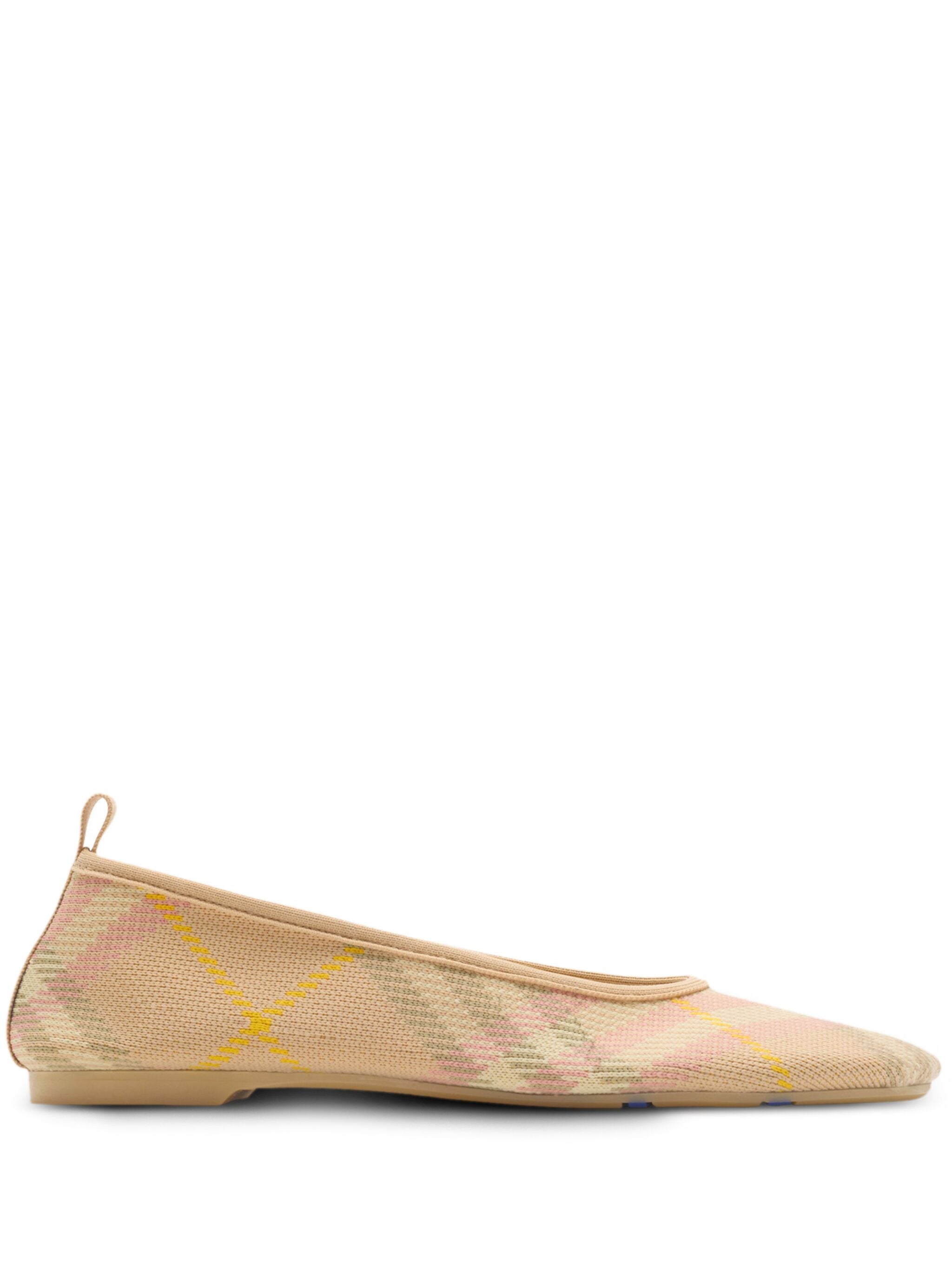 Burberry Beige Check Pattern Slip On Flats