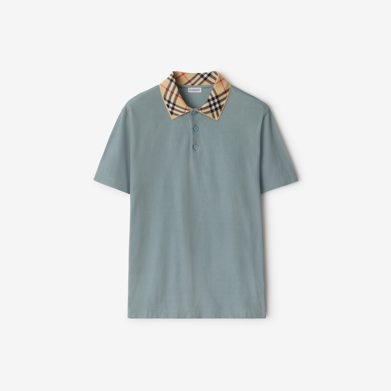 BURBERRY Check Collar Cotton Polo Shirt Gale