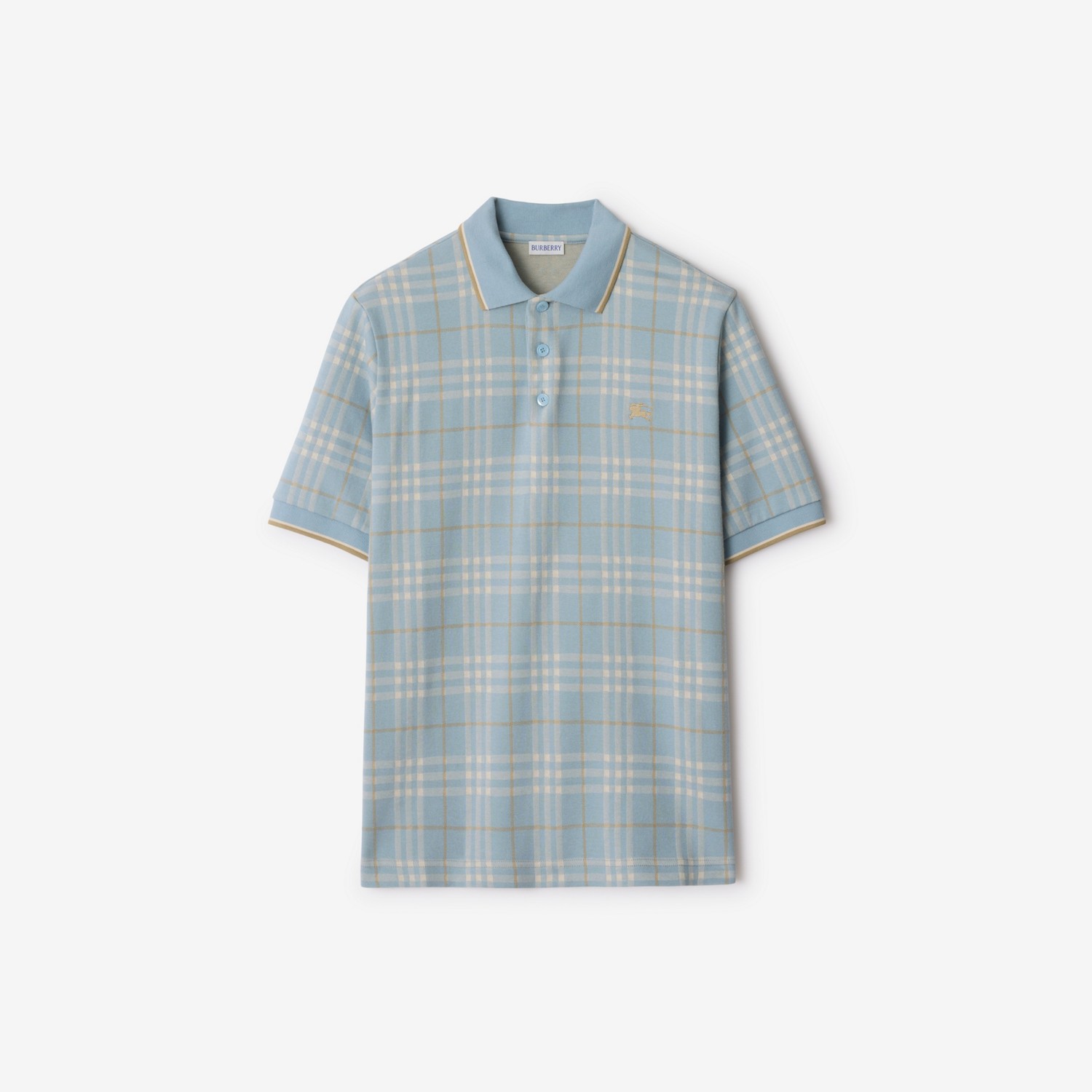 BURBERRY Check Cotton Polo Shirt Fog