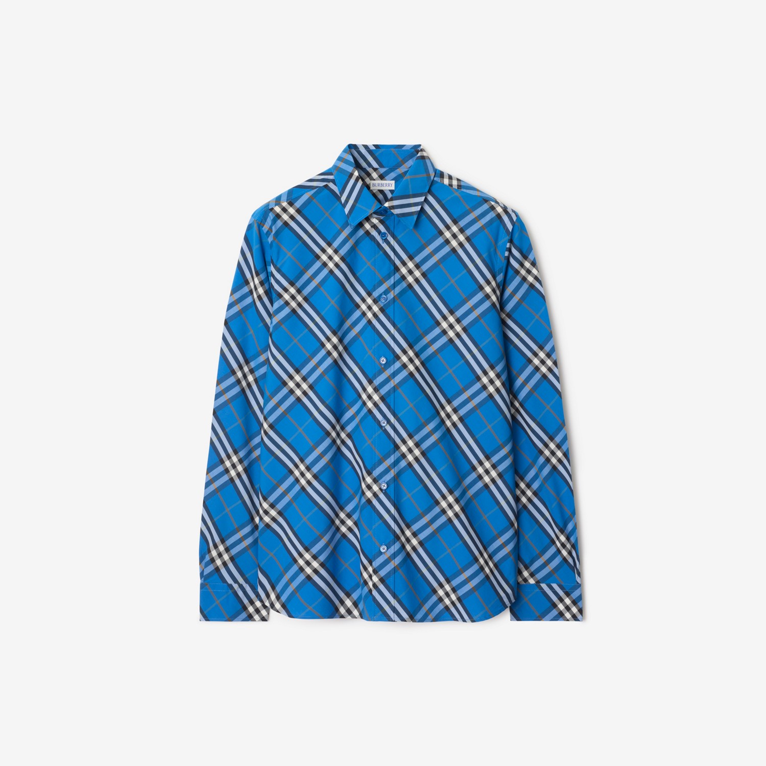 BURBERRY Check Cotton Shirt Hyacinth