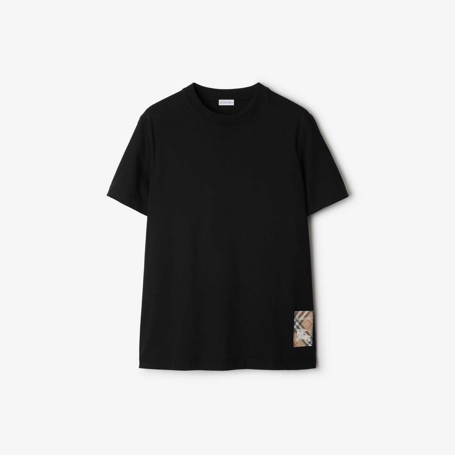 BURBERRY Check Label Cotton T-shirt Black