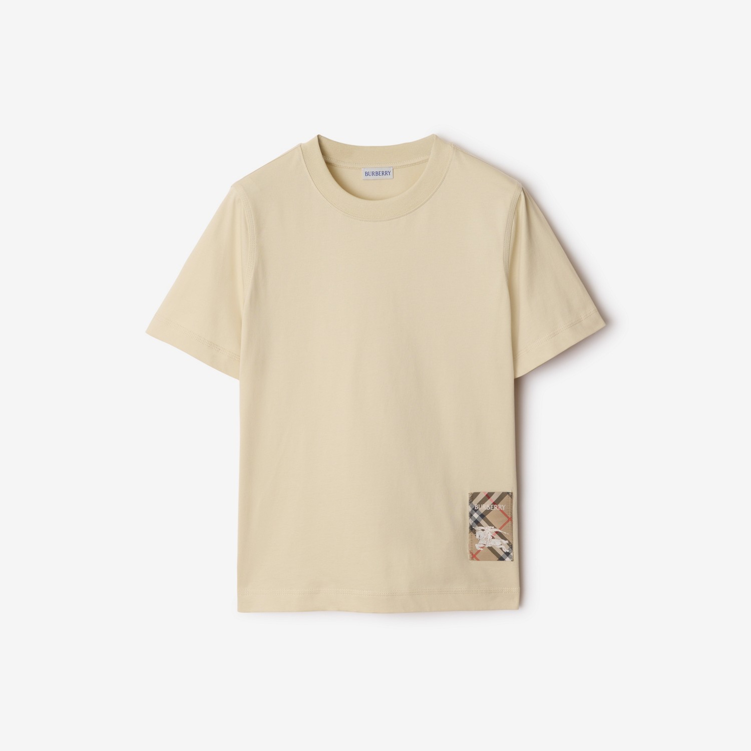 BURBERRY Check Label Cotton T-shirt Nutmeg