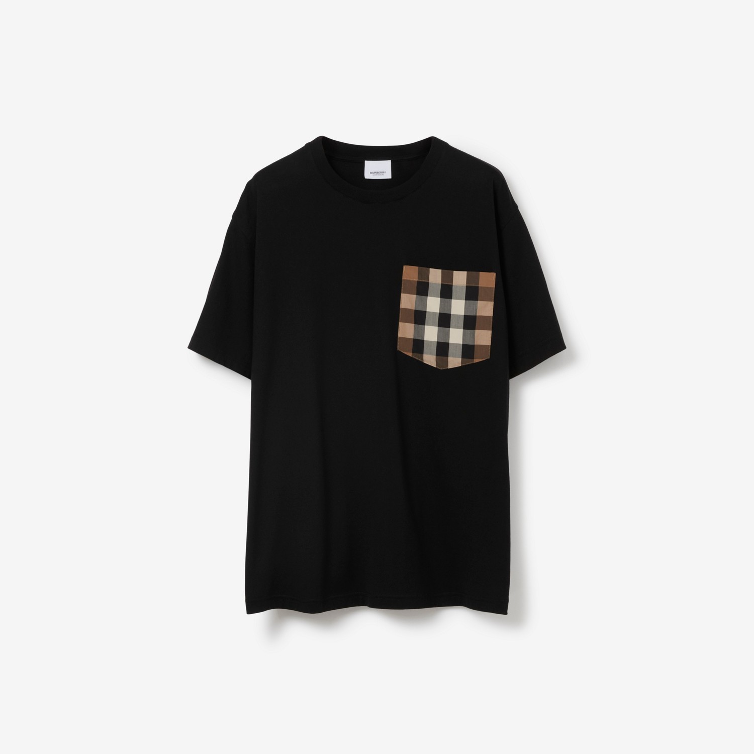 BURBERRY Check Pocket Cotton T-shirt Black
