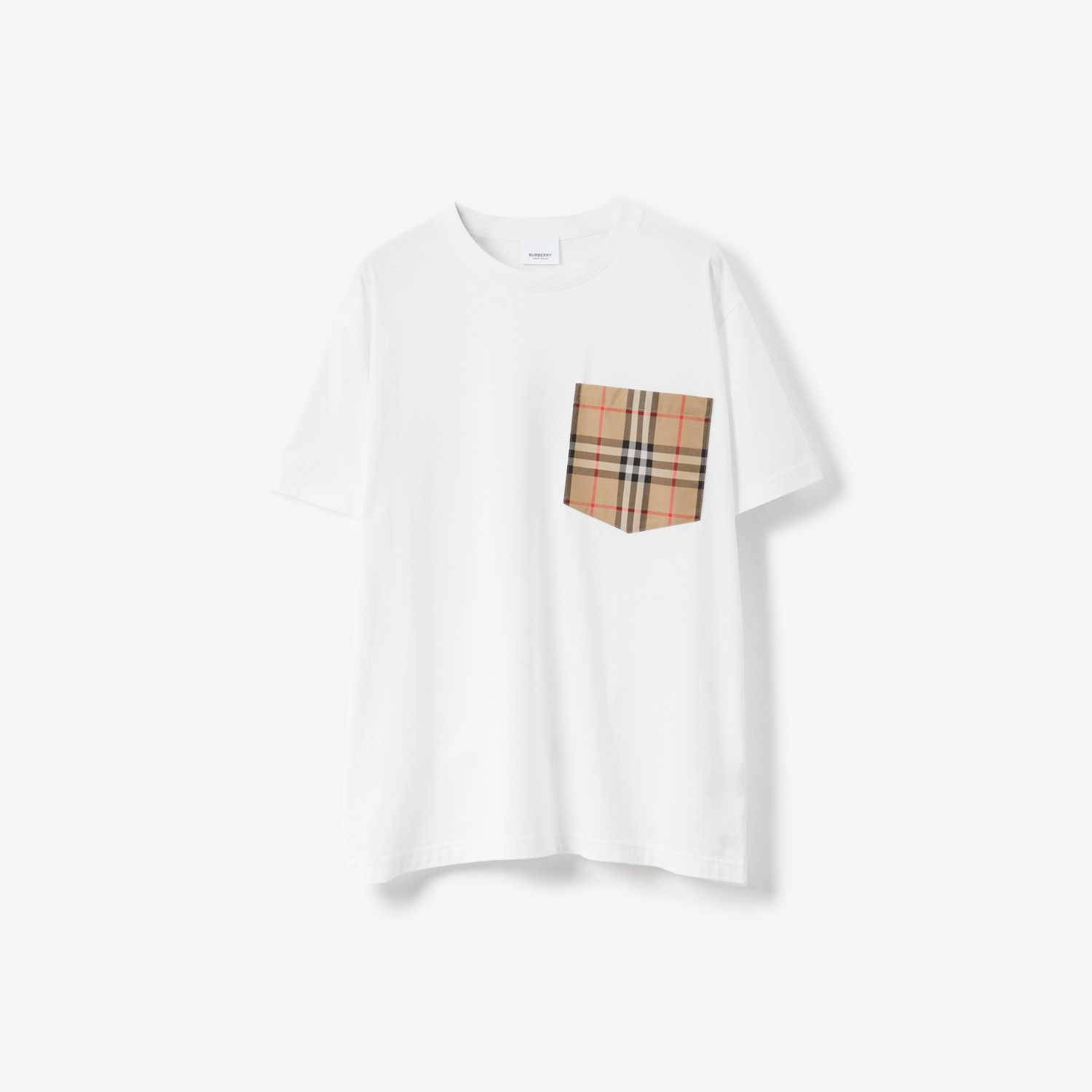 BURBERRY Check Pocket Cotton T-shirt White