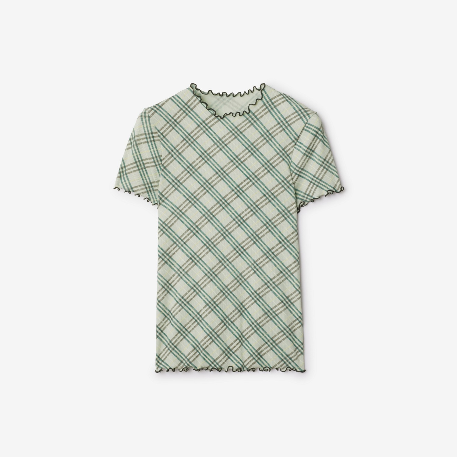 BURBERRY Check Stretch Cotton T-shirt Breeze