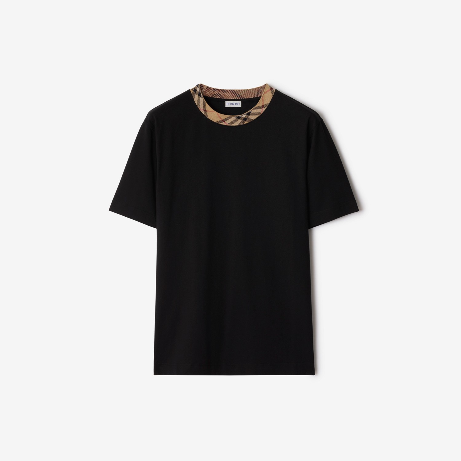 BURBERRY Check Trim Cotton T-shirt Black