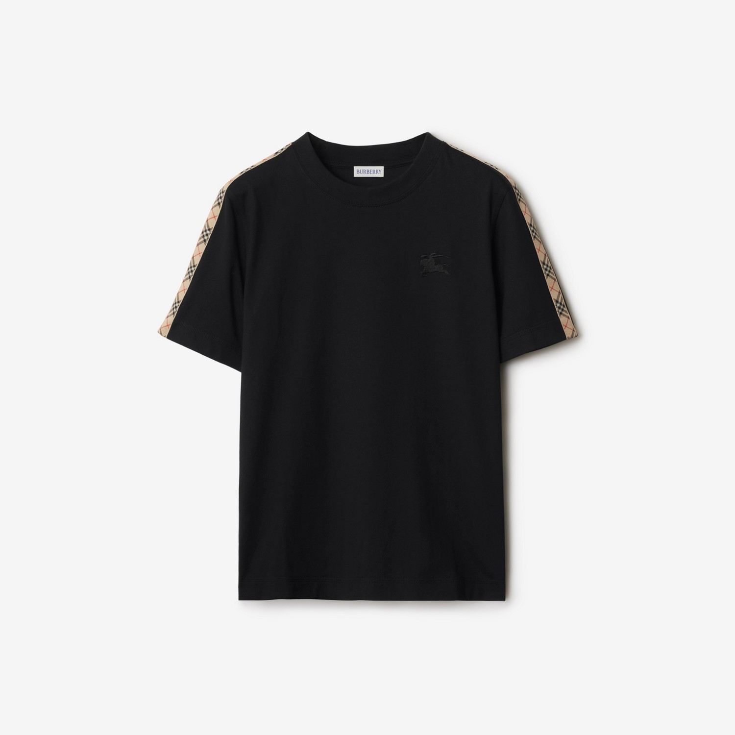 BURBERRY Check Trim Cotton T-shirt Black
