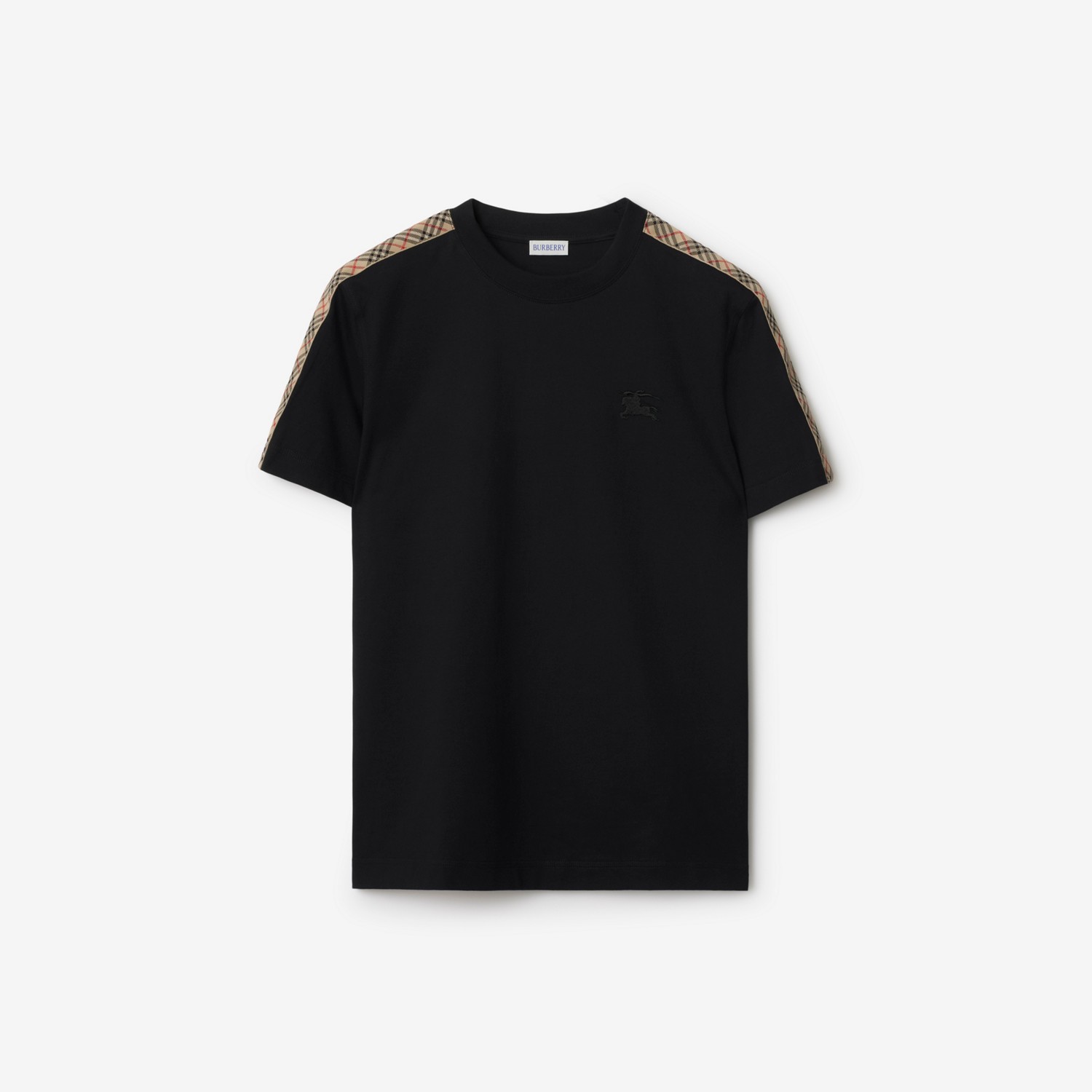 BURBERRY Check Trim Cotton T-shirt Black