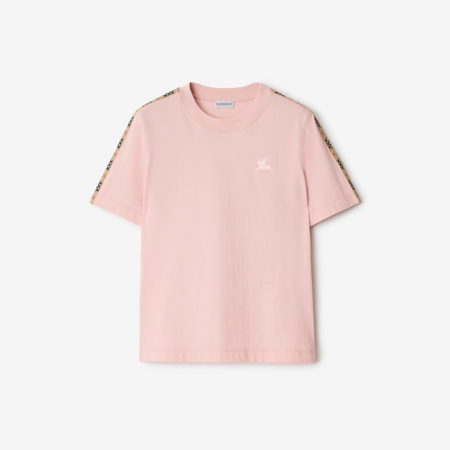 BURBERRY Check Trim Cotton T-shirt Bouquet