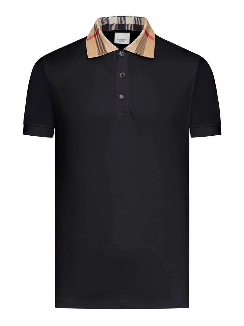Burberry COTTON PIQUe POLO SHIRT WITH BURBERRY CHECK COLLAR