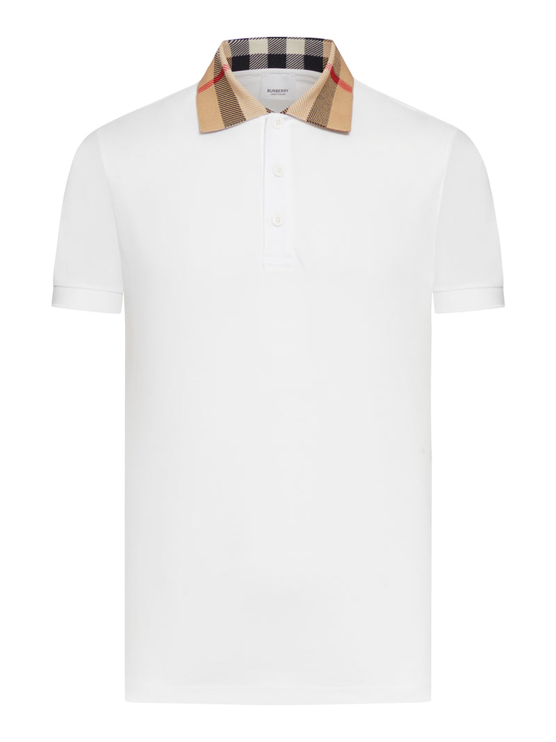 Burberry COTTON PIQUe POLO SHIRT WITH BURBERRY CHECK COLLAR