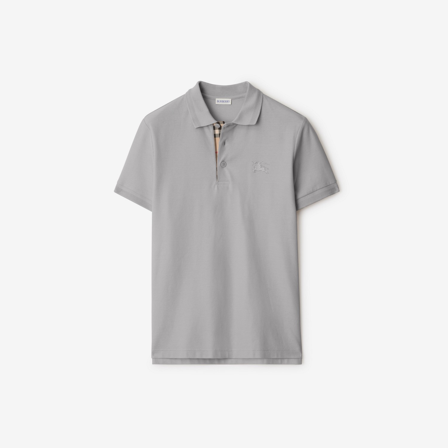 BURBERRY Cotton Polo Shirt Pale grey melange